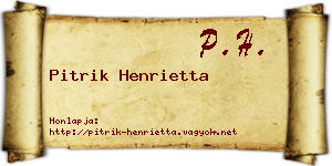 Pitrik Henrietta névjegykártya